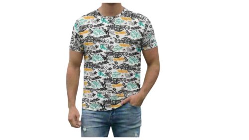 Mintás póló fekete,zöld,sárga