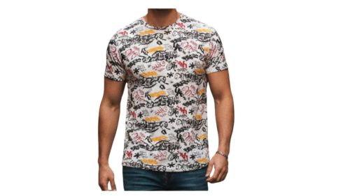 Mintás póló fekete,piros,sárga