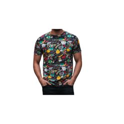 Fekete alapon mintás póló 