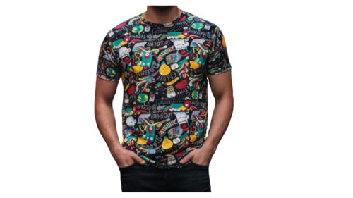 Fekete alapon mintás póló 