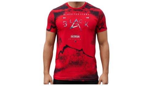 Feliratos pamut póló-piros