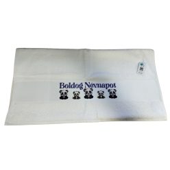 Boldog Névnapot Panda-fehér törölköző