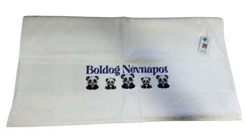 Boldog Névnapot Panda-fehér törölköző