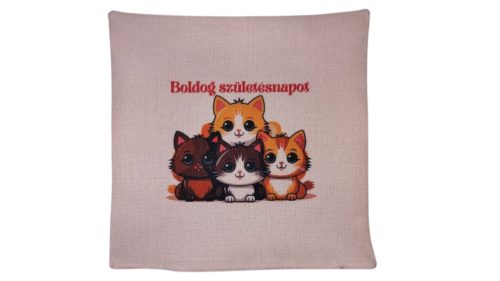 Boldog születésnapot Cica- vászon párnahuzat