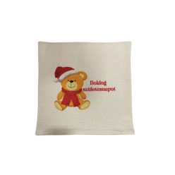 Boldog születésnapot Maci-vászon párnahuzat