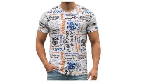 Mintás póló fekete,sárga,kék