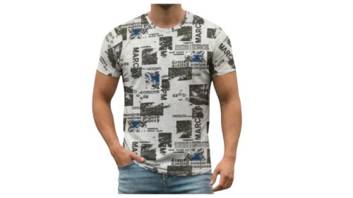 Mintás póló fekete/kék 