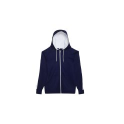 Cipzáros, kapucnis pulóver-sötétkék/fehér