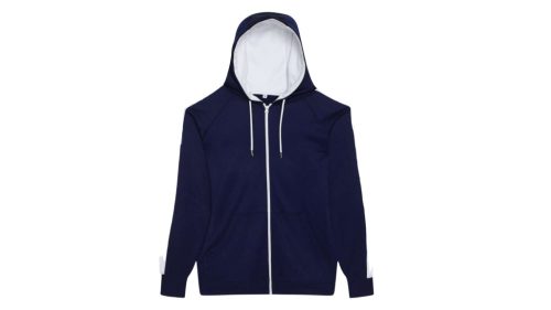 Cipzáros, kapucnis pulóver-sötétkék/fehér