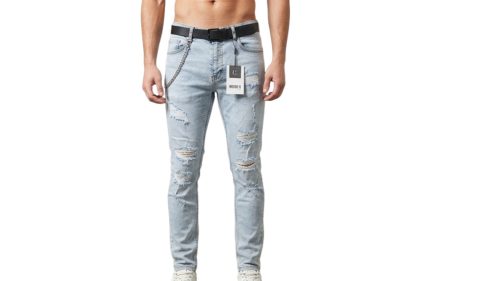 Denim szaggatott farmernadrág