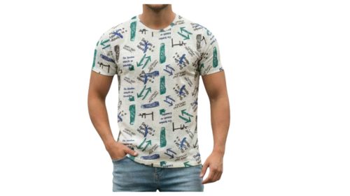 Mintás póló kék - zöld 