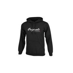   Originals feliratos kenguruzsebes pamut kapucnis pulóver - fekete