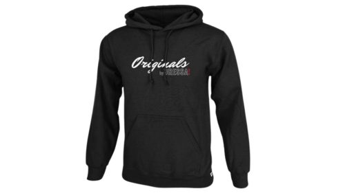 Originals feliratos kenguruzsebes pamut kapucnis pulóver - fekete