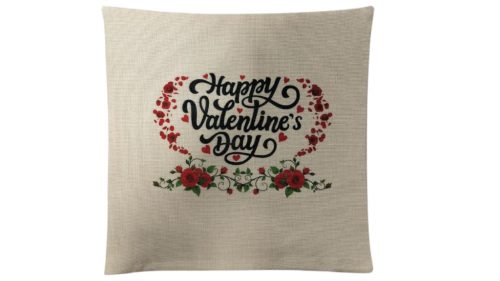 Happy Valentin-vászon párnahuzat
