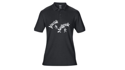 Jövök-megyek-férfi/Unisex galléros póló