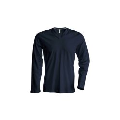 Hosszú ujjú V-nyakú póló-sötétszürke