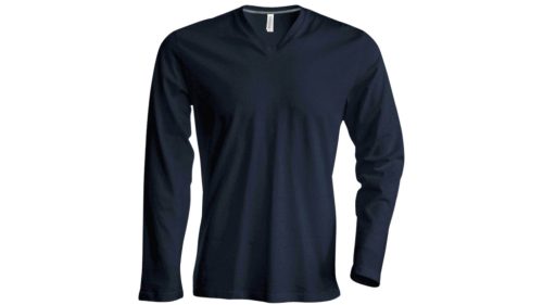 Hosszú ujjú V-nyakú póló-sötétszürke