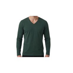 Hosszú ujjú V-nyakú póló-sötétzöld