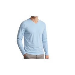 Hosszú ujjú V-nyakú póló-világoskék