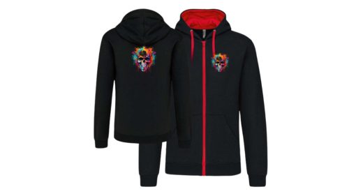 Koponya-fekete/piros pulóver