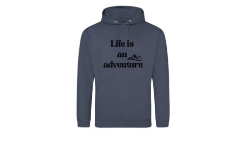  Life is an adventure-kék pulóver