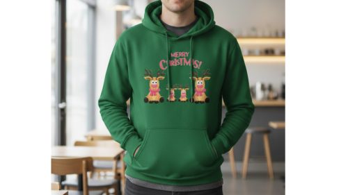 Merry Christmas-sötétzöld pulóver