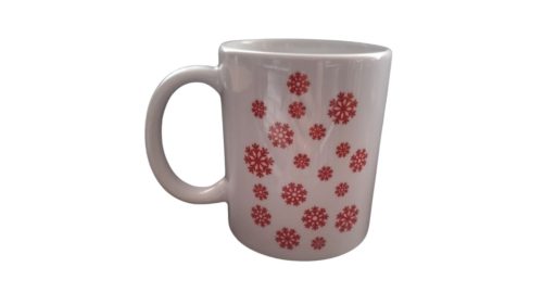 Piros Hópehely-fehér bögre