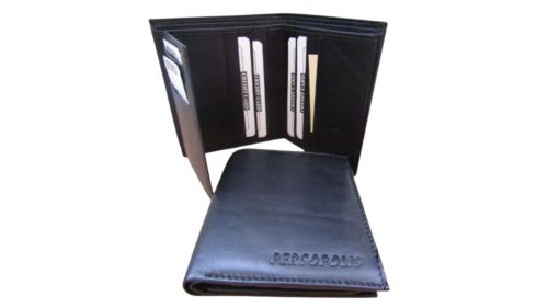 Persopolis bőr pénztárca -fekete (álló)