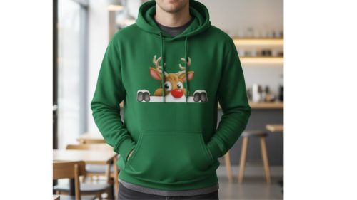 Rénszarvas-sötétzöld pulóver