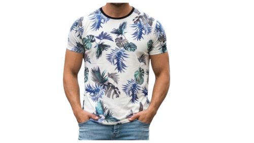 Pálma leveles póló kék