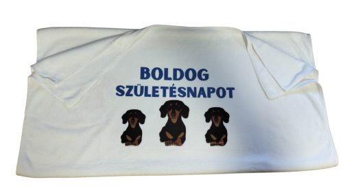 Boldog születésnapot Kutya-fehér törölköző