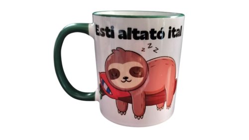  Esti altató ital-fehér/zöld bögre