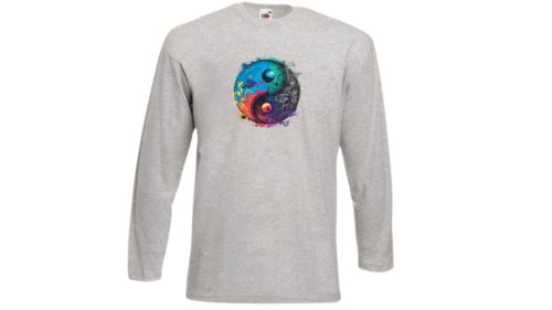 Ying-Jang-szürke hosszú póló