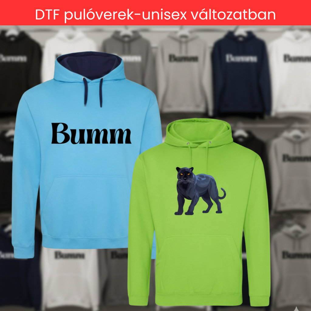 DTF mintás pulóverek – Unisex változatban
