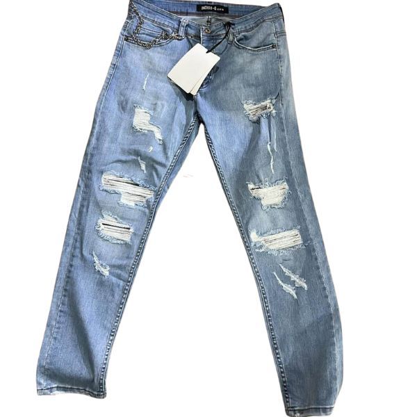  Denim szaggatott farmernadrág