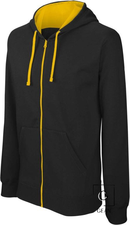 Cipzáros, kapucnis pulóver-fekete/sárga