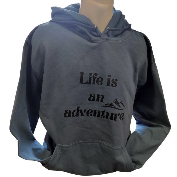Life is an adventure-kék pulóver