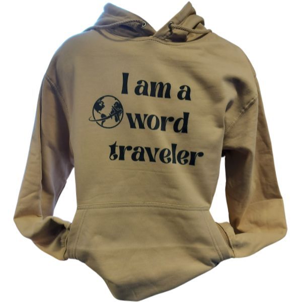I am a world traveler- homok színű pulóver
