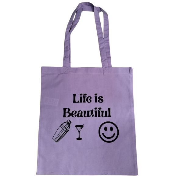 Life is Beautiful- levendula vászontáska