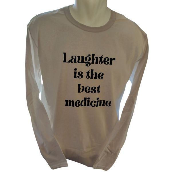 Laughter is the best medicine-fehér hosszú póló