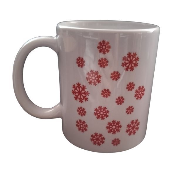 Piros Hópehely-fehér bögre