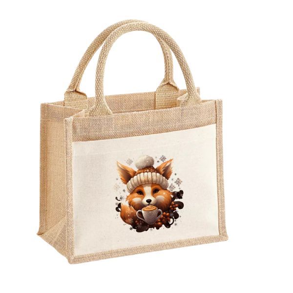 Róka-pamut,zsebes juta midi bevásárlótáska Róka-pamut,zsebes juta midi bevásárlótáska