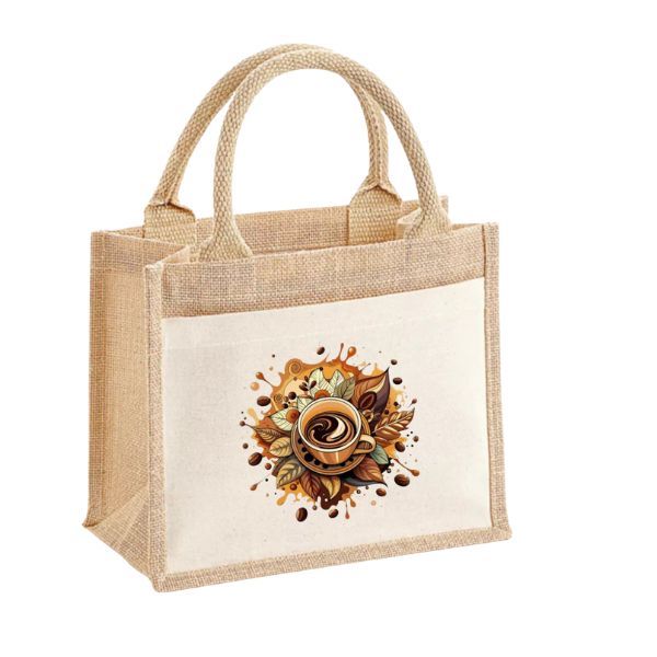 Kávé 2-pamut,zsebes juta midi bevásárlótáska Kávé 2-pamut,zsebes juta midi bevásárlótáska