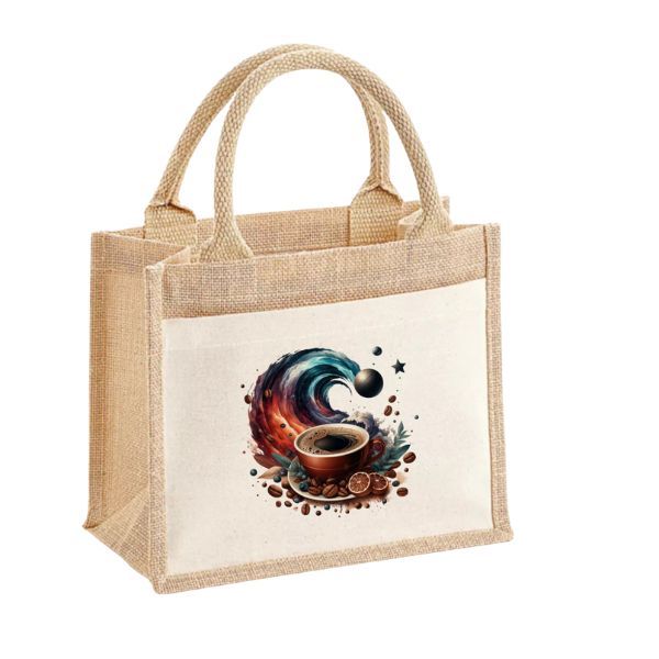 Kávé 3-pamut,zsebes juta midi bevásárlótáska Kávé 3-pamut,zsebes juta midi bevásárlótáska
