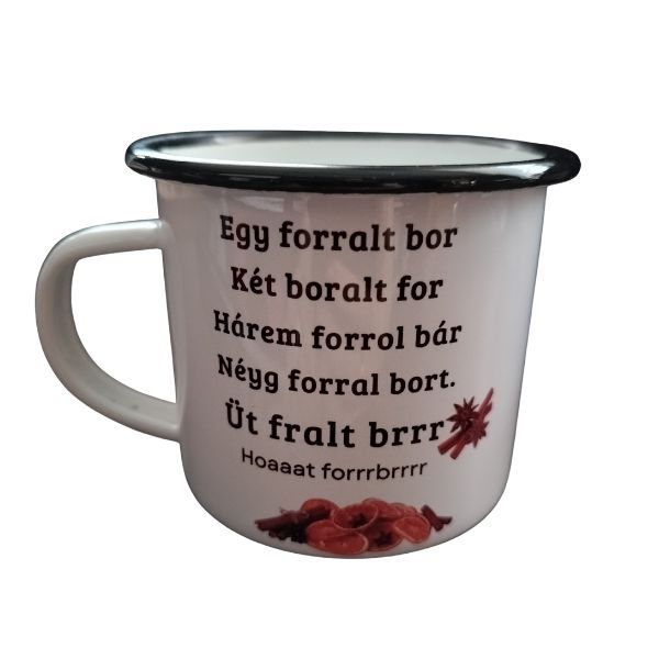 Egy forralt-fém fehér bögre Egy forralt-fém fehér bögre